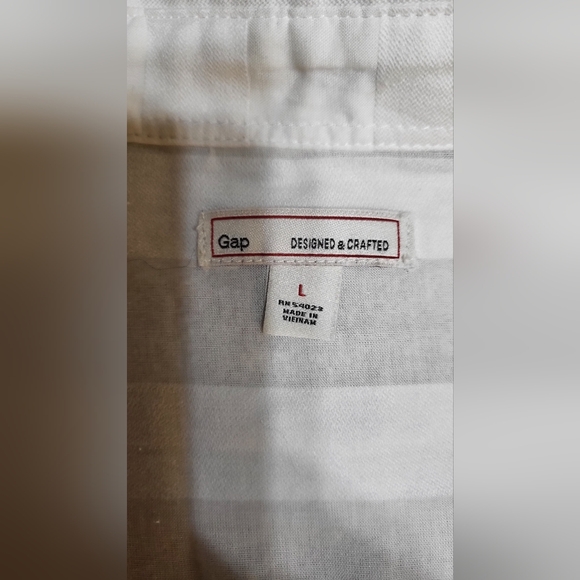 Gap White Striped Sheer Long Sleeve Top Shirt Button Down Size Large Womens - Picture 6 of 8